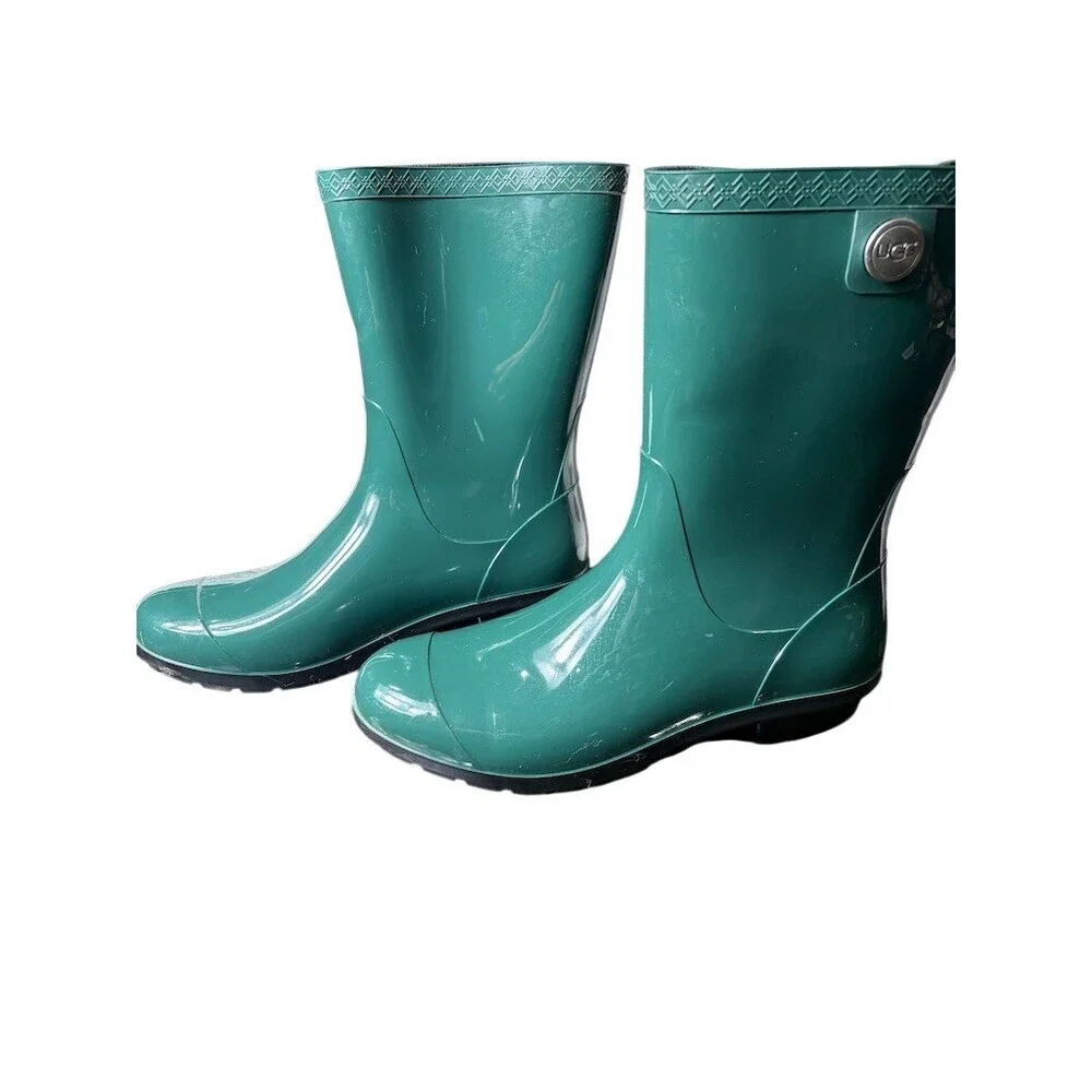 UGG Sienna Rain Boots Womens Size 9 Green Mid-Calf Waterproof Pull On - Picture 5 of 11